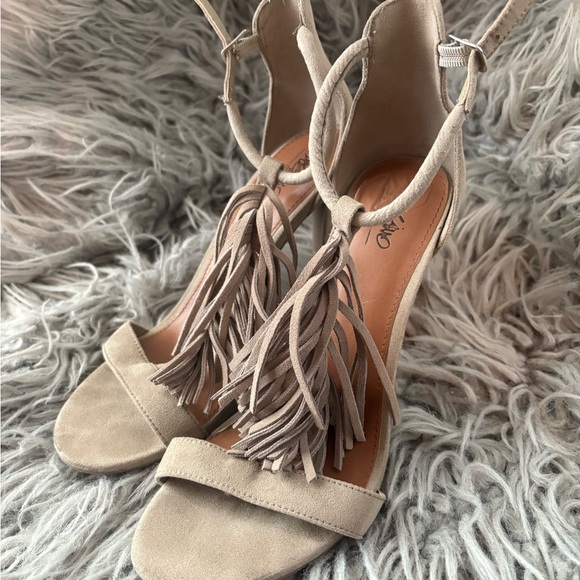Mossimo Supply Co. Taupe Fringe Heels - Picture 1 of 1